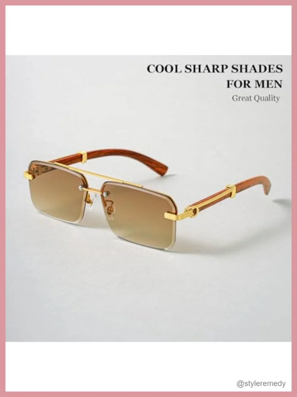 Rimless Rectangle Sunglasses with UV400 Protection Scratch-Resistant Lenses